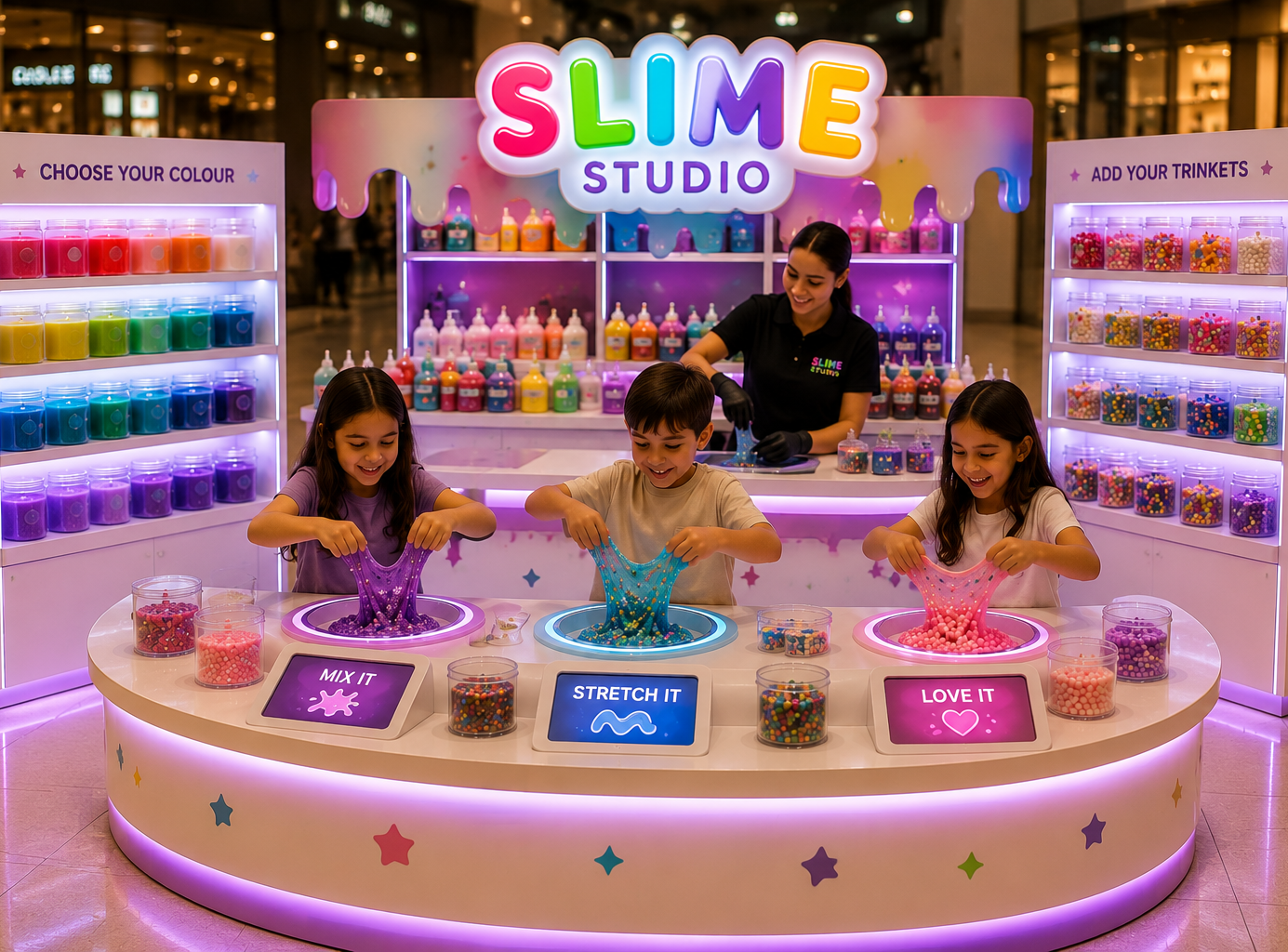 Children creating slime